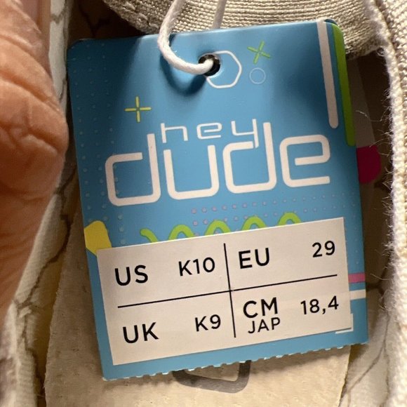 Hey Dude Wendy Linen Beige Slip On Shoe Big Kids/ Boys/ Girls Size EU 29/ US 10 - Picture 10 of 10